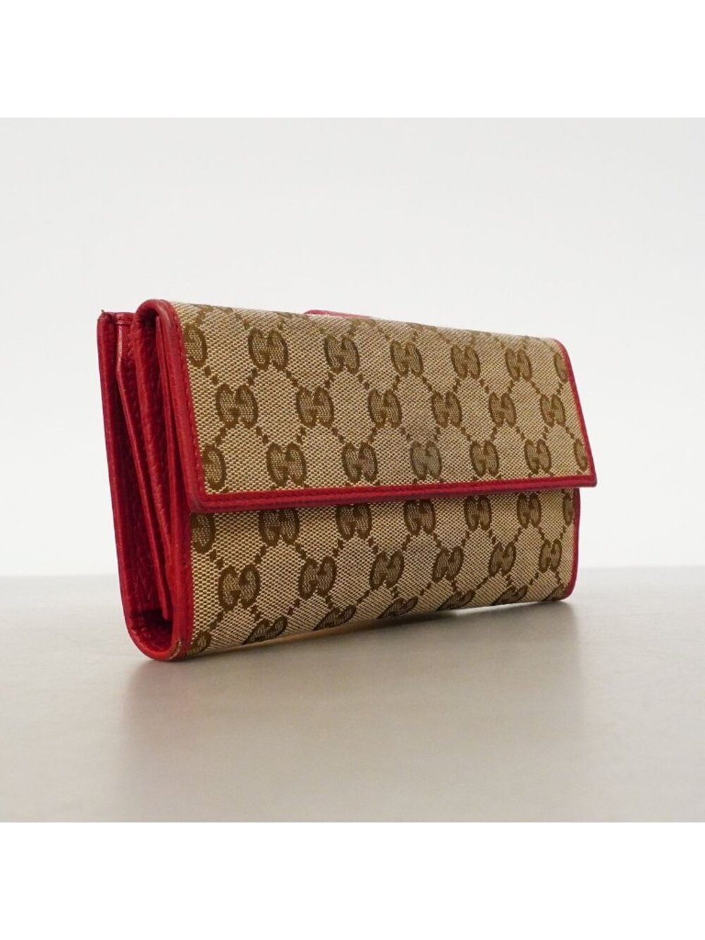 Gucci Wallet GG Canvas Beige Red Gold - Picture 2 of 10
